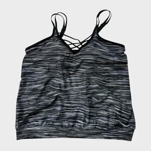 Free Country Womens Large 12/14 Tankini Top Black Heather
